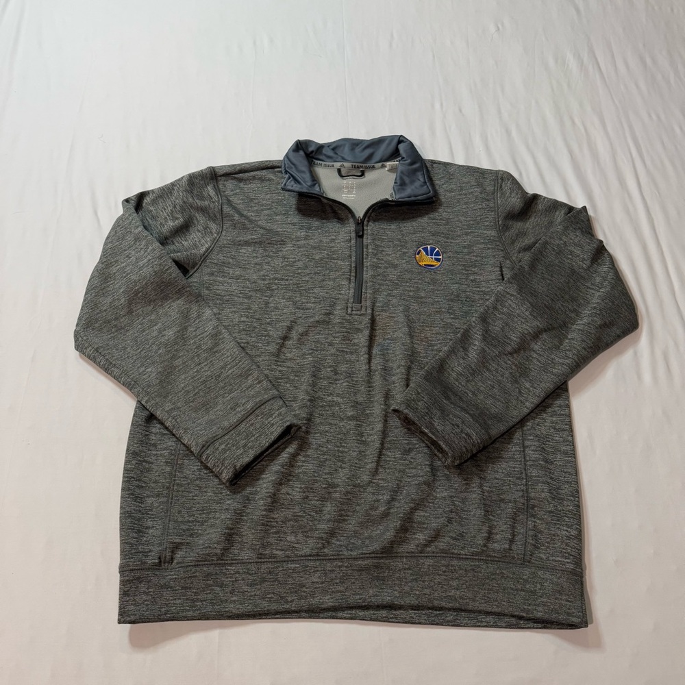 Mens Large Adidas Team Issue NBA Golden State Warriors Embroidered Logo 1/4 Zip